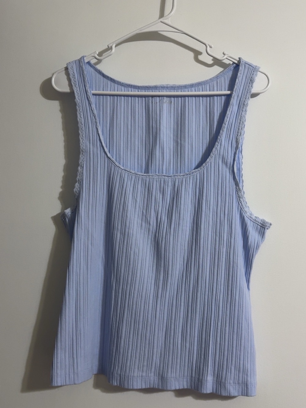 aerie Light Blue Ribbed Scoop Tank Top